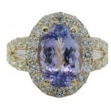 14kt Gold 5.31 ct Tanzanite & Lab Diamond Ring