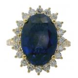 10kt Gold 9.44 ct Sapphire & Diamond Ring