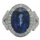 14kt Gold 9.33 ct Sapphire & VS Diamond Ring