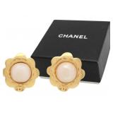 Chanel Flower Gold Clip-on Earrings
