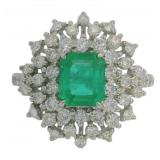 Platinum 2.48 ct Natural Emerald & VS Diamond Ring