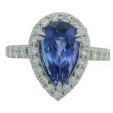 14kt Gold 3.92 ct Tanzanite & Lab Diamond Ring