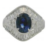 Platinum 3.48 ct Natural Sapphire & Diamond Ring