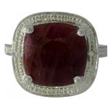 Cushion Cut 4.21 ct Natural Ruby & Diamond Ring