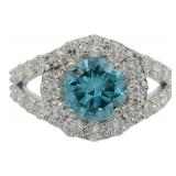 10kt Gold 2.24 ct Fancy Blue VS Lab Diamond Ring