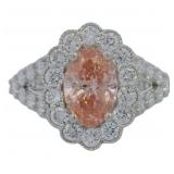 10kt Gold 3.17 ct Fancy Pink Lab Diamond Ring