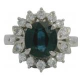 Platinum 2.15 ct Natural Sapphire & Diamond Ring