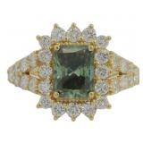 10kt Gold 3.08 ct Fancy Green Lab Diamond Ring