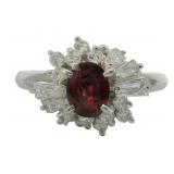 Platinum 1.36 ct Natural Ruby & VS Diamond Ring