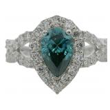 10kt Gold 2.09 ct Fancy Blue Lab Diamond Ring