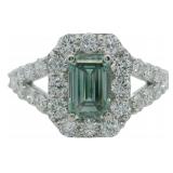 10kt Gold 2.15 ct Fancy Green VS Lab Diamond Ring