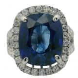 14kt Gold 10.62 ct Sapphire & VS Diamond Ring