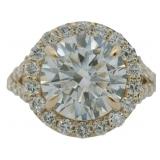 10kt Gold 4.89 ct Round Lab Diamond Halo Ring