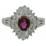 Platinum 1.01 ct Natural Ruby & Diamond Ring