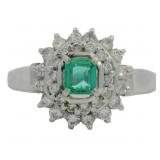 Platinum .64 ct Natural Emerald & Diamond Ring