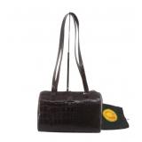 Versace Crocodile Embossed Boston Bag