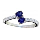 Elegant Natural Sapphire Bypass Designer Ring