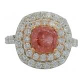 Brilliant 3.17 ct Cushion Pink VS Lab Diamond Ring