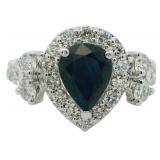 Natural 2.35 ct Sapphire & VS Lab Diamond Ring