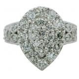 Pear Cut 2.75 ct VS Lab Diamond Cluster Ring