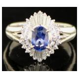 Platinum 1.39 ct Natural Sapphire & Diamond Ring
