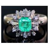 Platinum 1.44 ct Natural Emerald & VS Diamond Ring