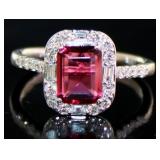 Emerald Cut 2.50 ct Ruby & Diamond Ring