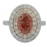Oval Cut 3.79 ct Vivid Pink VS Lab Diamond Ring