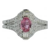 Oval 1.01 ct Natural Pink Sapphire & Diamond Ring