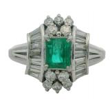 Platinum 1.05 ct Natural Emerald & Diamond Ring