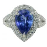 14kt Gold 4.11 ct Tanzanite & Diamond Ring
