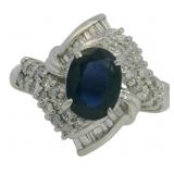 Platinum 2.10 ct Natural Sapphire & Diamond Ring