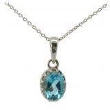 Oval 2.00 ct Genuine Blue Topaz Necklace
