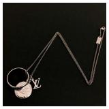 LOUIS VUITTON SILVER MONOGRAM PENDANT NECKLACE
