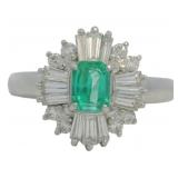 Platinum 1.15 ct Natural Emerald & VS Diamond Ring