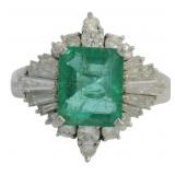 Platinum 2.51 Natural Emerald & Diamond Ring