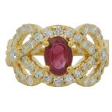 Oval Cut 2.12 ct Lab Ruby & Diamond Designer Ring