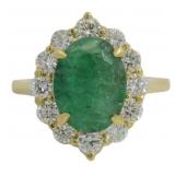 Oval 5.08 ct Natural Emerald & Lab Diamond Ring