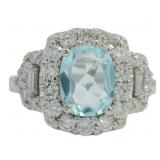 Oval 3.50 ct Aquamarine & Diamond Ring