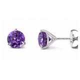 Round 3.50 ct Natural Amethyst Stud Earrings