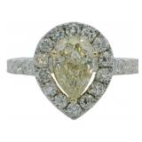 Pear Cut 1.93 ct Fancy Yellow VS Lab Diamond Ring