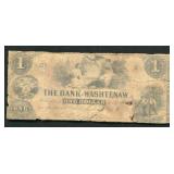 1850 $1 Bank of Washtenaw Currency Note