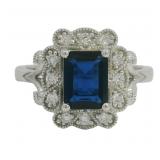 Emerald Cut 1.75 ct Sapphire & Diamond Ring