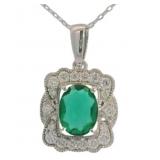 Oval 2.50 ct Emerald & Diamond Necklace
