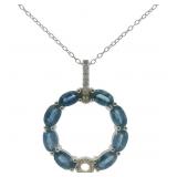 14kt Gold 2.10 ct Natural Sapphire-Diamond Pendant