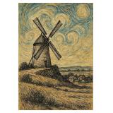 French Windmill Sketch I LTD EDT Studio Van Gogh