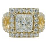 14kt Gold 4.04 ct Princess Cut Lab Diamond Ring