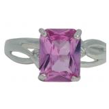 Emerald Cut 2.80 ct Pink Sapphire & Diamond Ring