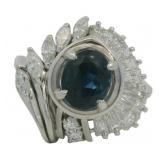 Platinum 2.16 ct Natural Sapphire & Diamond Ring