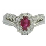 Platinum 1.12 ct Natural Ruby & VS Diamond Ring
